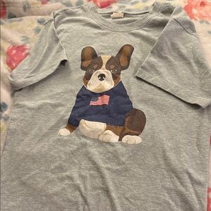 Gray Tee with Patriotic Bulldog Graphic